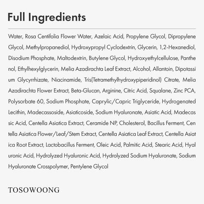 TOSOWOONG Azelainsäure 10% Gesichtsserum – Rötungen lindern, Rosacea-Pflege, Centella Asiatica & Niacinamid für unreine Haut, 33 ml