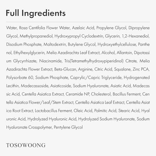 TOSOWOONG Azelainsäure 10% Gesichtsserum – Rötungen lindern, Rosacea-Pflege, Centella Asiatica & Niacinamid für unreine Haut, 33 ml