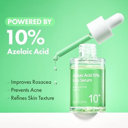 TOSOWOONG Azelainsäure 10% Gesichtsserum – Rötungen lindern, Rosacea-Pflege, Centella Asiatica & Niacinamid für unreine Haut, 33 ml
