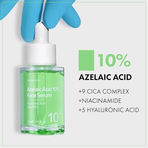 TOSOWOONG Azelainsäure 10% Gesichtsserum – Rötungen lindern, Rosacea-Pflege, Centella Asiatica & Niacinamid für unreine Haut, 33 ml
