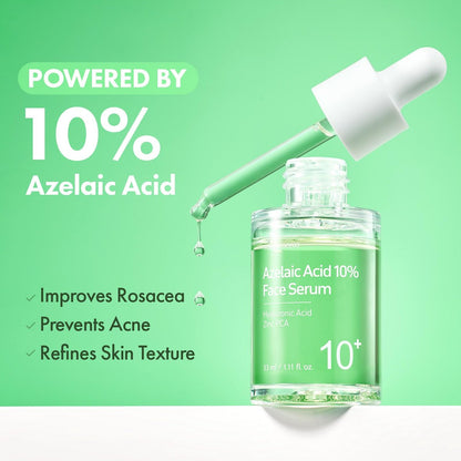 TOSOWOONG Azelainsäure 10% Gesichtsserum – Rötungen lindern, Rosacea-Pflege, Centella Asiatica & Niacinamid für unreine Haut, 33 ml