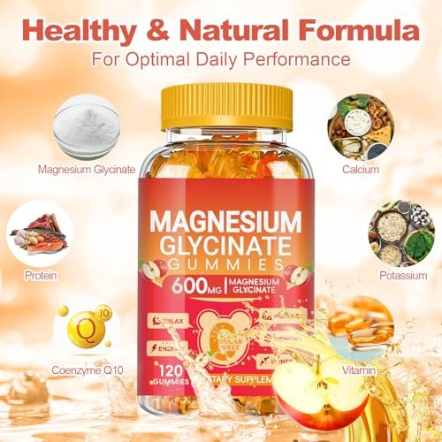 Magnesium Glycinate Gummies 600mg, Zuckerfrei Apfel – 120 Stück
