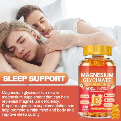 Magnesium Glycinate Gummies 600mg, Zuckerfrei Apfel – 120 Stück