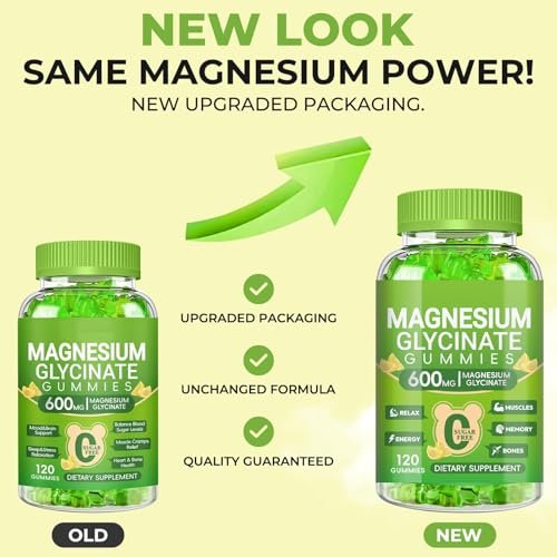 Magnesium Glycinat Gummis 600mg für Frauen und Männer – Hoch absorbierbar mit Vitamin D, B6 und CoQ10 für Ruhe & Schlaf, Zuckerfrei, Vegan, 60-Tage-Vorrat
