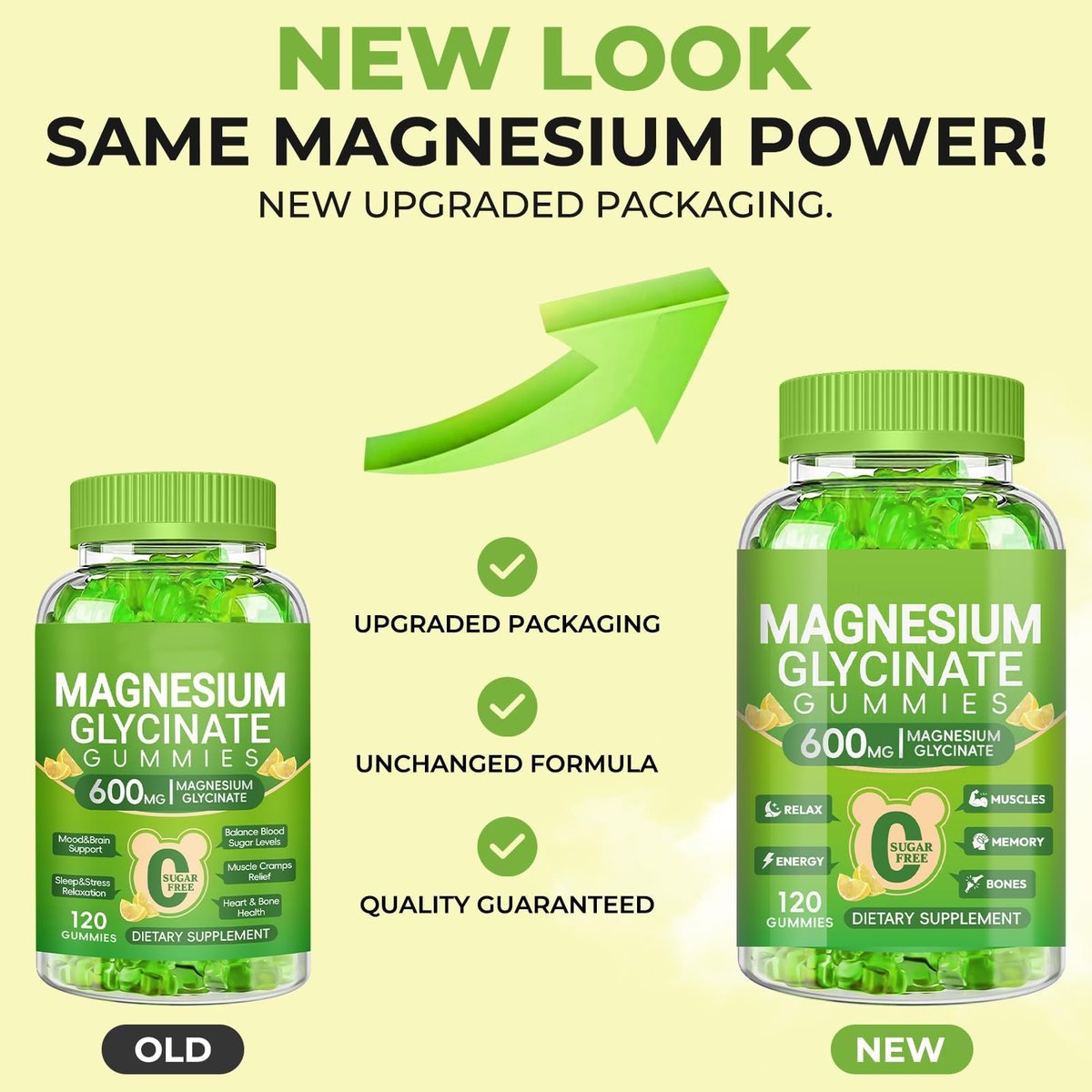Magnesium Glycinat Gummis 600mg für Frauen und Männer – Hoch absorbierbar mit Vitamin D, B6 und CoQ10 für Ruhe & Schlaf, Zuckerfrei, Vegan, 60-Tage-Vorrat