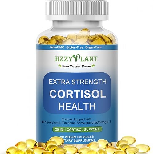 Cortisol Supplements für Frauen und Männer – Softgels mit Phosphatidylserin, Magnesium, Ashwagandha, L-Theanin – Hochabsorbierbare Kortisol-Detox-Kapseln für Entspannung, Stressabbau und besseren Schlaf – Non-GMO, 60 Portionen