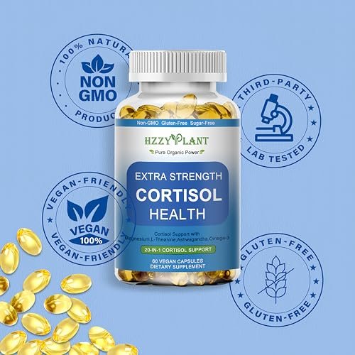 Cortisol Supplements für Frauen und Männer – Softgels mit Phosphatidylserin, Magnesium, Ashwagandha, L-Theanin – Hochabsorbierbare Kortisol-Detox-Kapseln für Entspannung, Stressabbau und besseren Schlaf – Non-GMO, 60 Portionen