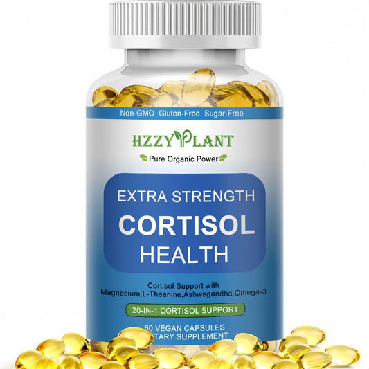 Cortisol Supplements für Frauen und Männer – Softgels mit Phosphatidylserin, Magnesium, Ashwagandha, L-Theanin – Hochabsorbierbare Kortisol-Detox-Kapseln für Entspannung, Stressabbau und besseren Schlaf – Non-GMO, 60 Portionen