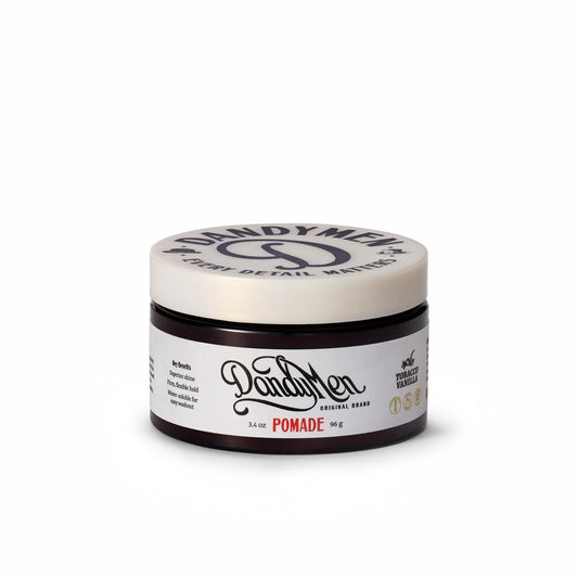 DandyMen Pomade – Starker Halt, Hoher Glanz und Feuchtigkeitsspendende Formel mit Pro-Vitamin B5 – Tabak-Vanille-Duft – 113 g