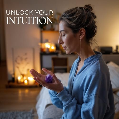 Anima Amethyst Kristall - Großer 1,6-2" Tiefvioletter Natürlicher Rohamethyst für Frieden, Klarheit, Schlaf & Intuition - Ethisch Bezogen, Präsentiert in Eleganter Geschenkbox