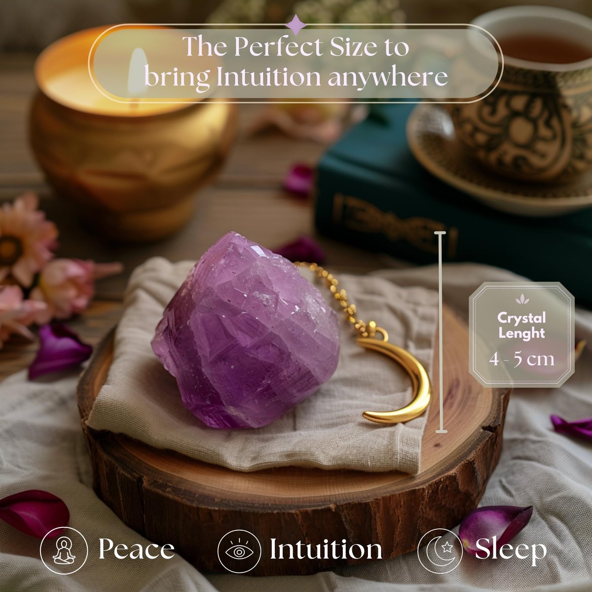 Anima Amethyst Kristall - Großer 1,6-2" Tiefvioletter Natürlicher Rohamethyst für Frieden, Klarheit, Schlaf & Intuition - Ethisch Bezogen, Präsentiert in Eleganter Geschenkbox