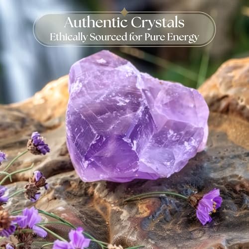 Anima Amethyst Kristall - Großer 1,6-2" Tiefvioletter Natürlicher Rohamethyst für Frieden, Klarheit, Schlaf & Intuition - Ethisch Bezogen, Präsentiert in Eleganter Geschenkbox