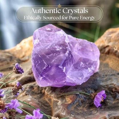 Anima Amethyst Kristall - Großer 1,6-2" Tiefvioletter Natürlicher Rohamethyst für Frieden, Klarheit, Schlaf & Intuition - Ethisch Bezogen, Präsentiert in Eleganter Geschenkbox