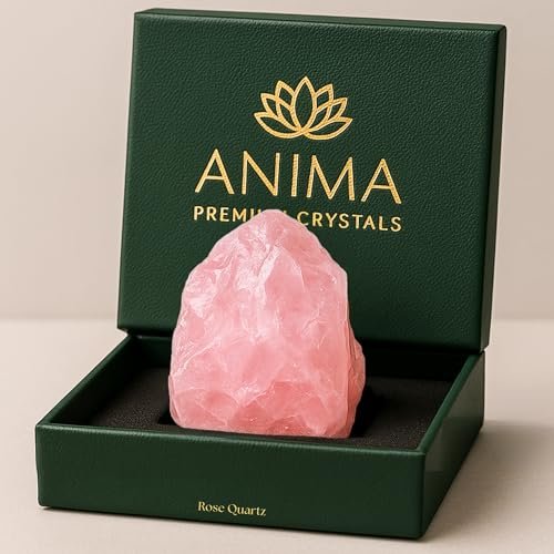 Anima Rosenquarz Kristall – Großer 1,6–2 Zoll Sanfter Rosa Natürlicher Rohstein für Bedingungslose Liebe, Heilung & Harmonie – Ethisch Beschafft, Präsentiert in Elegantem Geschenkkarton