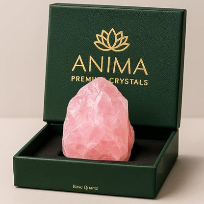 Anima Rosenquarz Kristall – Großer 1,6–2 Zoll Sanfter Rosa Natürlicher Rohstein für Bedingungslose Liebe, Heilung & Harmonie – Ethisch Beschafft, Präsentiert in Elegantem Geschenkkarton