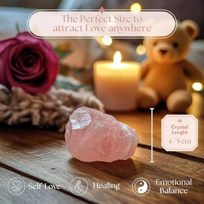 Anima Rosenquarz Kristall – Großer 1,6–2 Zoll Sanfter Rosa Natürlicher Rohstein für Bedingungslose Liebe, Heilung & Harmonie – Ethisch Beschafft, Präsentiert in Elegantem Geschenkkarton