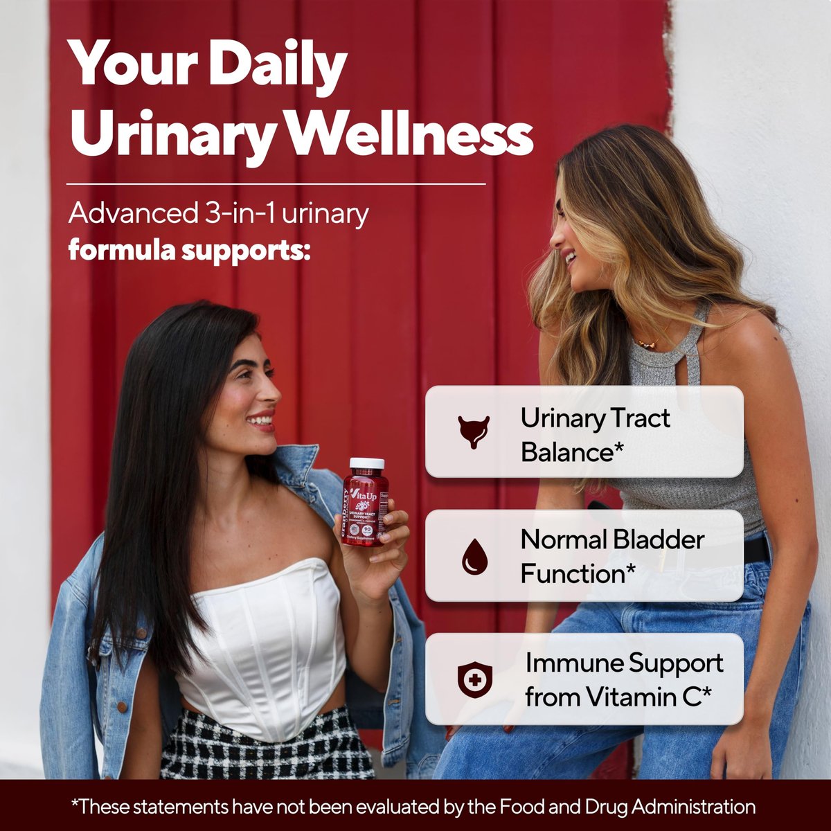 VitaUp D-Mannose & Cranberry Kapseln für Frauen – USA-Hergestellt, mit Cranberry, Vitamin C & D-Mannose – Unterstützung für Harnwege und Blase – 90 Vegane Kapseln