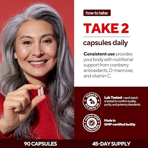 VitaUp D-Mannose & Cranberry Kapseln für Frauen – USA-Hergestellt, mit Cranberry, Vitamin C & D-Mannose – Unterstützung für Harnwege und Blase – 90 Vegane Kapseln