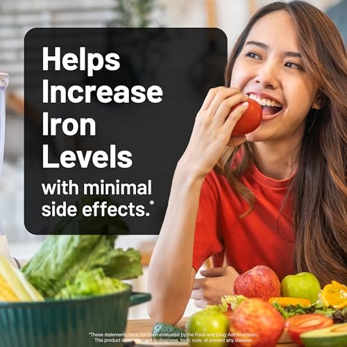 NatureWise Veganes Eisenpräparat für Frauen und Männer – Magenschonend, hoch bioverfügbar, Eisenbisglycinat-Tabletten mit Vitamin C, Methyl-B12, Folsäure & Bio-Lebensmittel-Mix – 30 Tabletten (30-Tage-Vorrat)