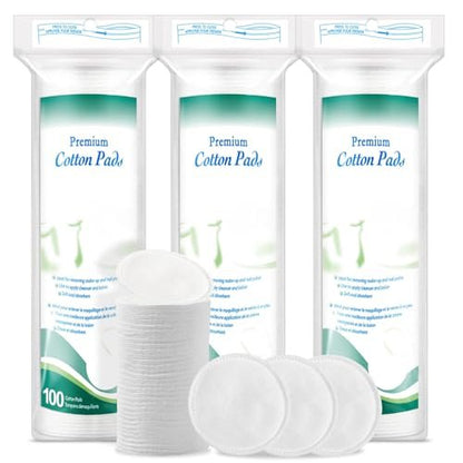 300 Premium Baumwollpads für das Gesicht – 100 % reine & natürliche Make-up-Entferner-Pads, weich, hypoallergen, fusselfrei, saugstark