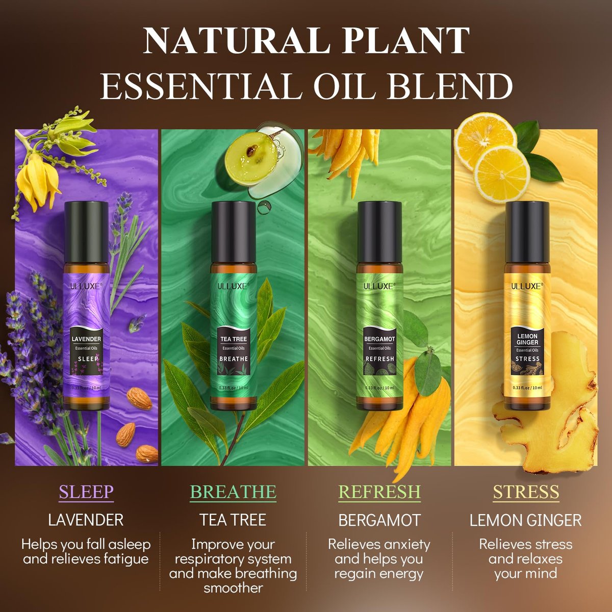 Essential Oils Roll On Set (8er-Pack) – 8 Düfte, Entspannung, Selbstpflege-Geschenke für Frauen, Aromatherapie-Roller-Ölmischungen für die Haut, Geburtstagsgeschenke für Ehefrau, Mutter & Freundin