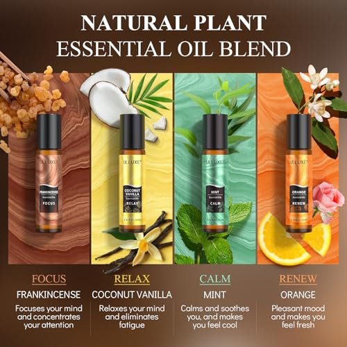 Essential Oils Roll On Set (8er-Pack) – 8 Düfte, Entspannung, Selbstpflege-Geschenke für Frauen, Aromatherapie-Roller-Ölmischungen für die Haut, Geburtstagsgeschenke für Ehefrau, Mutter & Freundin