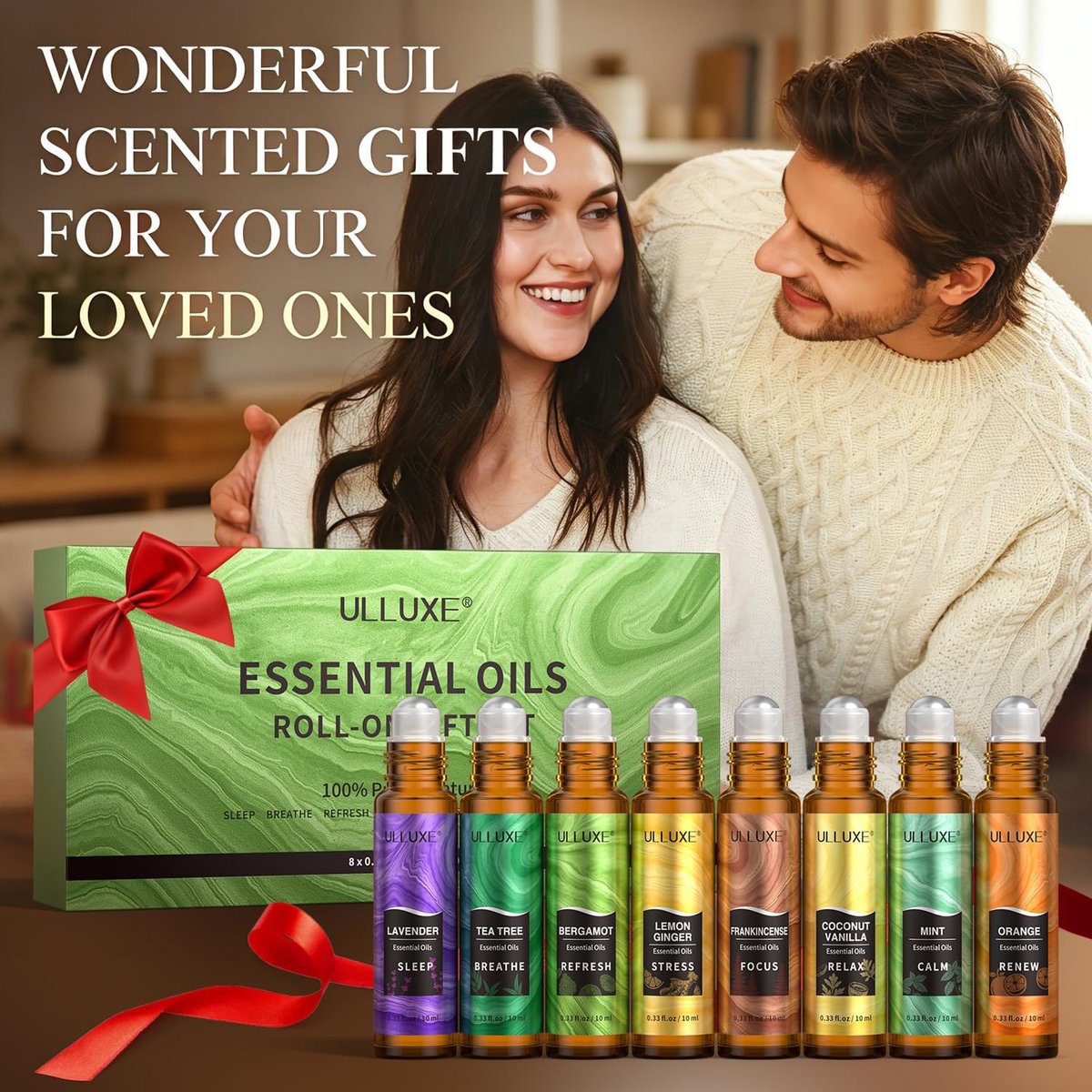 Essential Oils Roll On Set (8er-Pack) – 8 Düfte, Entspannung, Selbstpflege-Geschenke für Frauen, Aromatherapie-Roller-Ölmischungen für die Haut, Geburtstagsgeschenke für Ehefrau, Mutter & Freundin