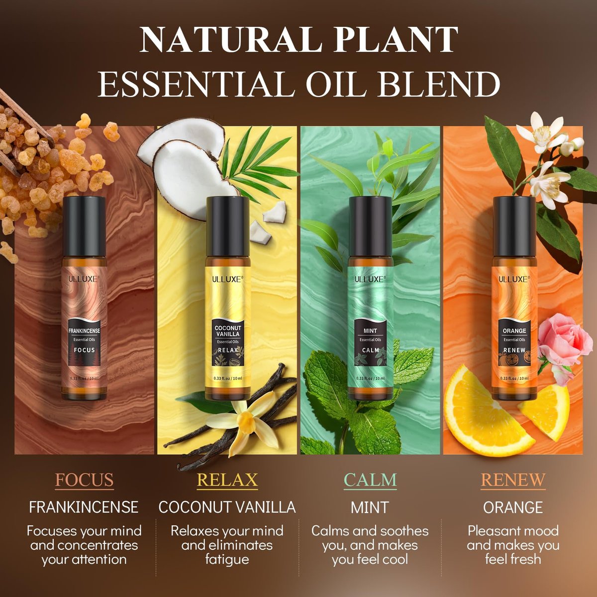 Essential Oils Roll On Set (8er-Pack) – 8 Düfte, Entspannung, Selbstpflege-Geschenke für Frauen, Aromatherapie-Roller-Ölmischungen für die Haut, Geburtstagsgeschenke für Ehefrau, Mutter & Freundin