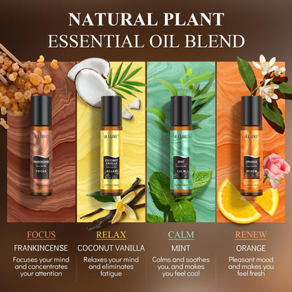 Essential Oils Roll On Set (8er-Pack) – 8 Düfte, Entspannung, Selbstpflege-Geschenke für Frauen, Aromatherapie-Roller-Ölmischungen für die Haut, Geburtstagsgeschenke für Ehefrau, Mutter & Freundin