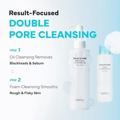 SAM'U Galacto Pore Water Full Cleansing Oil – Korean Reinigungsöl & Make-up Entferner mit Galactomyces & Reiskleieöl, nicht komedogen, für alle Hauttypen, 200 ml