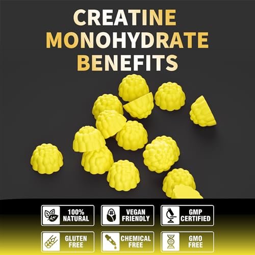 Nutravita NSF-zertifizierte Creatine Gummies – 5 g Creatin-Monohydrat pro Portion – Zuckerfrei, vegan, Passionsfruchtgeschmack – 120 Stück