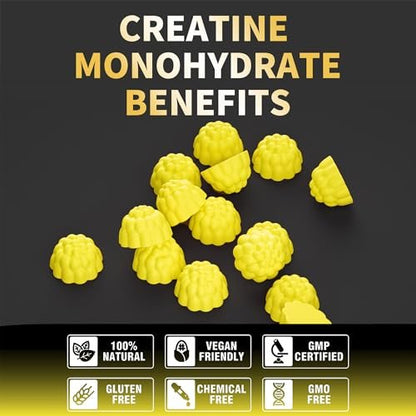 Nutravita NSF-zertifizierte Creatine Gummies – 5 g Creatin-Monohydrat pro Portion – Zuckerfrei, vegan, Passionsfruchtgeschmack – 120 Stück