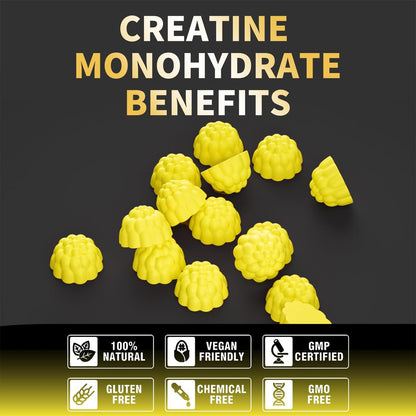 Nutravita NSF-zertifizierte Creatine Gummies – 5 g Creatin-Monohydrat pro Portion – Zuckerfrei, vegan, Passionsfruchtgeschmack – 120 Stück