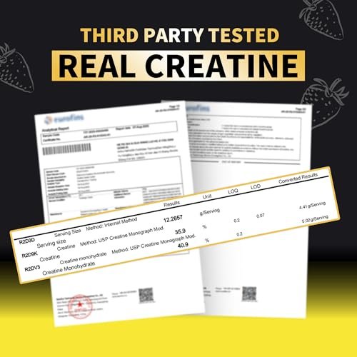 Nutravita NSF-zertifizierte Creatine Gummies – 5 g Creatin-Monohydrat pro Portion – Zuckerfrei, vegan, Passionsfruchtgeschmack – 120 Stück