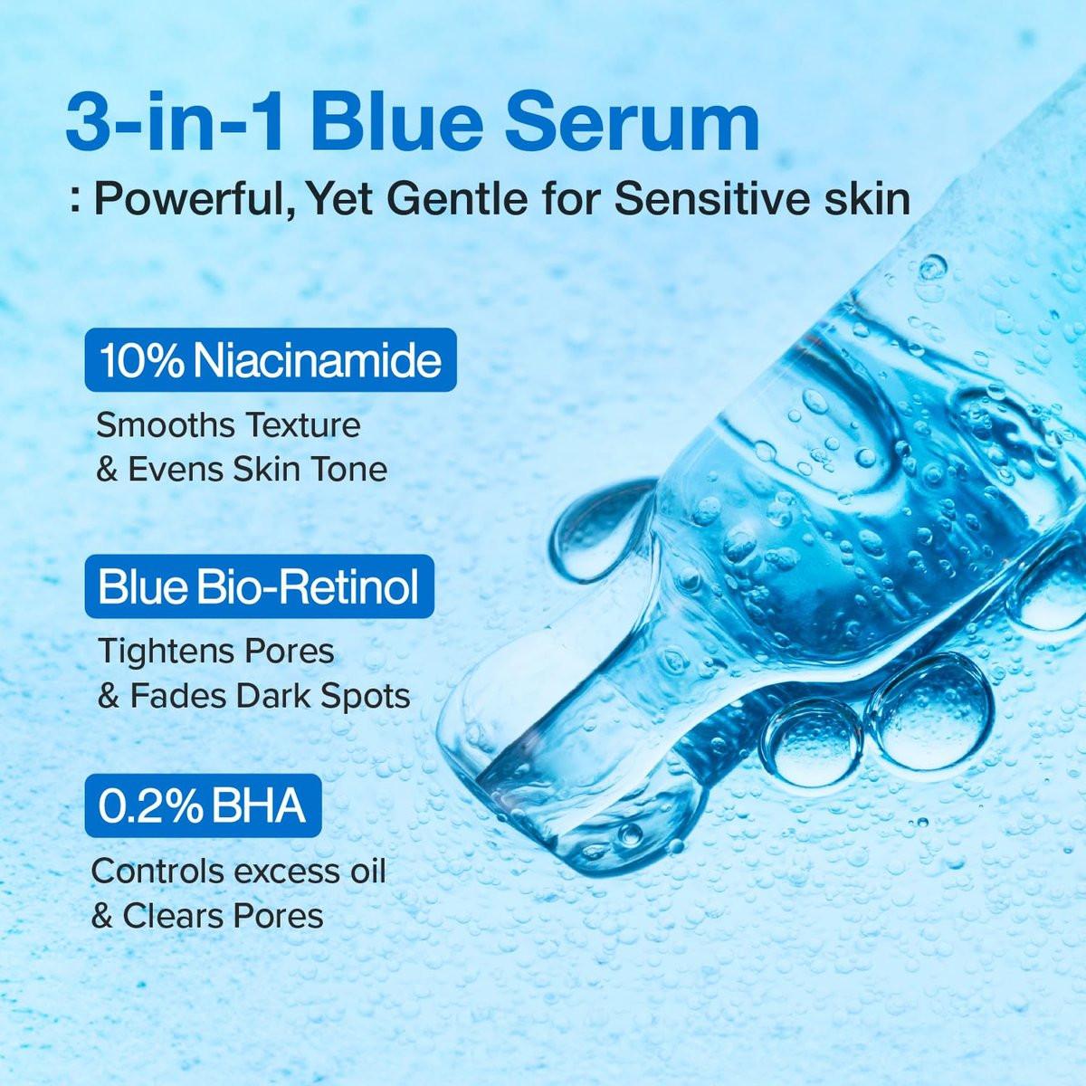 numbuzin No.3 Blue Bio-Retinol Pore Refining Serum – Retinol für Anfänger, straffend, festigend, mit BHA, Niacinamid & Peptid, 30 ml