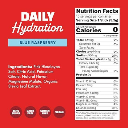 Waterboy Daily Hydration | 1.570 mg Elektrolyt-Pulver-Päckchen | Ohne Zucker, natürlich, glutenfrei, null Kalorien | 15 Trinkportionen (Erdbeer-Limonade)