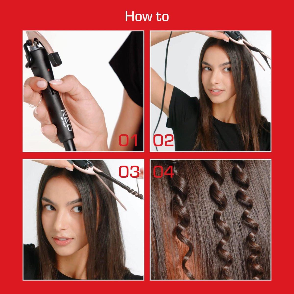 RED by KISS 3-teiliges Styling-Set – 0,3-Zoll Keramik-Tourmalin-Glätteisen, 1/4-Zoll Mini-Lockenstab, 80 Haarklammern – für Kanten, enge Locken, Twist-Frisuren & Frizz-Kontrolle bei kurzem Haar