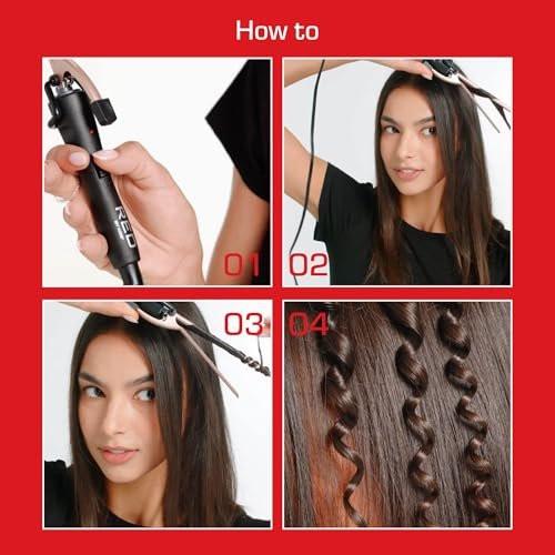 RED by KISS 3-teiliges Styling-Set – 0,3-Zoll Keramik-Tourmalin-Glätteisen, 1/4-Zoll Mini-Lockenstab, 80 Haarklammern – für Kanten, enge Locken, Twist-Frisuren & Frizz-Kontrolle bei kurzem Haar