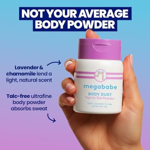 Megababe Body Dust – Schweißabsorbierendes Körperpuder mit Lavendel & Aloe, Talkumfrei, Natürlich, 1,7 oz