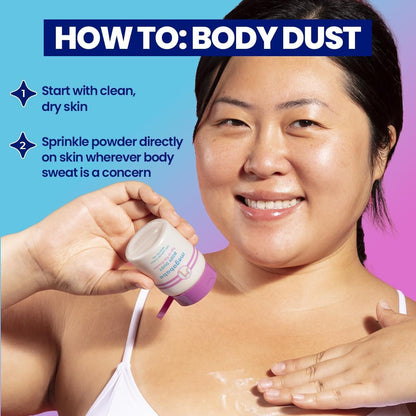 Megababe Body Dust – Schweißabsorbierendes Körperpuder mit Lavendel & Aloe, Talkumfrei, Natürlich, 1,7 oz