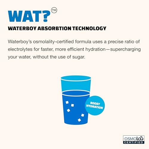 Waterboy Daily Hydration | 1.570 mg Elektrolyt-Pulver-Päckchen | Ohne Zucker, Natürlich, Glutenfrei, Null Kalorien | 15 Trinkmischungen (Gurke-Zitrus)