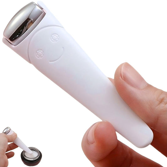KINTEGOOD Mini Ice Roller für Gesicht und Augen – Tragbarer Edelstahl-Gesichtsmassager mit Creme-Löffel für Reisen, gegen Augenringe und Schwellungen, Weiß