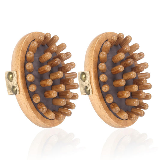 DEBETOOL Wood Therapy Massage Tools – 2er-Set Holz-Meridian-Massagebürste für Cellulite, Lymphdrainage, Bauchmuskel-Schmerzlinderung & Körperformung