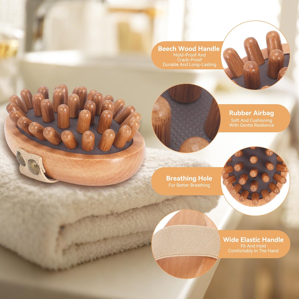 DEBETOOL Wood Therapy Massage Tools – 2er-Set Holz-Meridian-Massagebürste für Cellulite, Lymphdrainage, Bauchmuskel-Schmerzlinderung & Körperformung