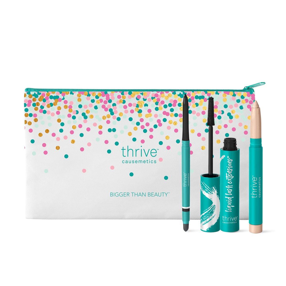 Thrive Causemetics Trio Kit – Muttertag Make-up Geschenkset für Frauen mit Mascara, Highlighter und Eyeliner