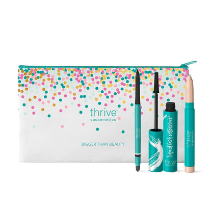 Thrive Causemetics Trio Kit – Muttertag Make-up Geschenkset für Frauen mit Mascara, Highlighter und Eyeliner