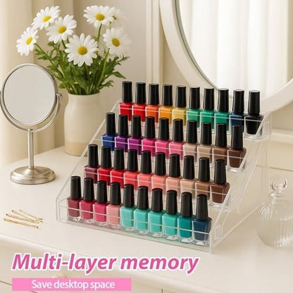 mekueeex 2er-Pack Nagellack-Organizer 5 Etagen Sonnenbrillen-Acryl-Ausstellungsständer Brillenaufbewahrung Ätherische-Öle-Halter Make-up-Organizer Kein Werkzeug erforderlich, Klar