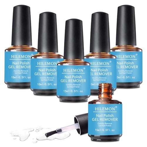 HiLemon Quick Gel Nagellack Entferner, Gel Nägel in 3 Minuten Entfernen, ohne Einweichen oder Einwickeln, Gel Entferner für Nägel 15ml (6 Stück)