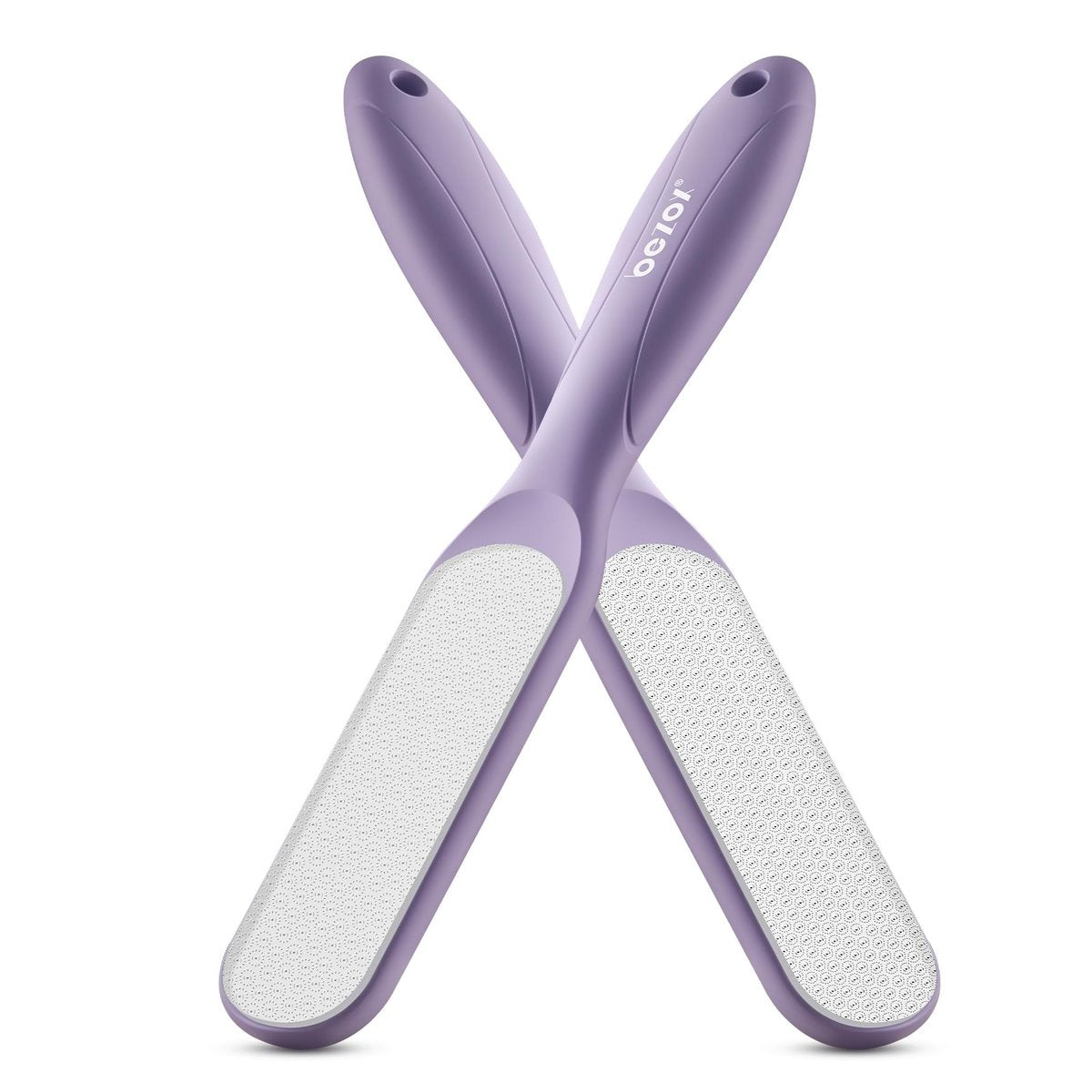 BEZOX Glas-Fußfeile Hornhautentferner für die Füße (1 Stück) - Fußschaber für seidig glatte Fersen und abgestorbene Haut | Professionelle Pediküre-Fersenfeile, waschbarer Fußschaber - Lila