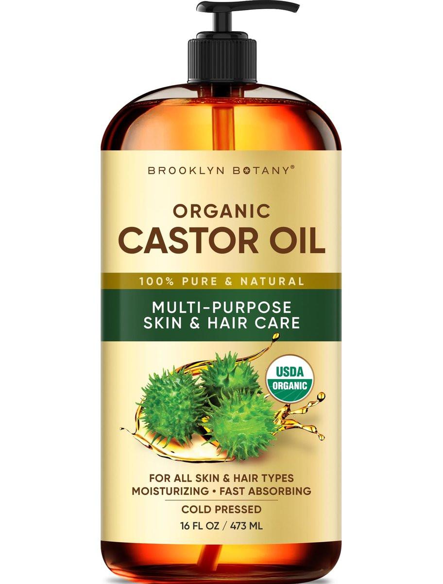 Brooklyn Botany Kaltgepresstes Bio-Rizinusöl | 16 Fl Oz | Für Haare, Gesicht & Körper | 100% Rein & Natürlich | Trägeröl | Aromatherapie | Massage | Ayurvedische Haarpflege | Hexanfrei